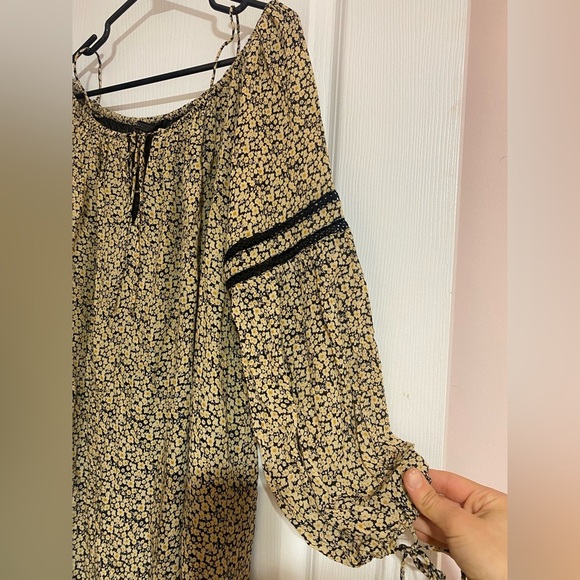 Zara Off Cold Shoulder Mini Floral Boho Long Sleeve Flowy Dress Size Large - Picture 6 of 13